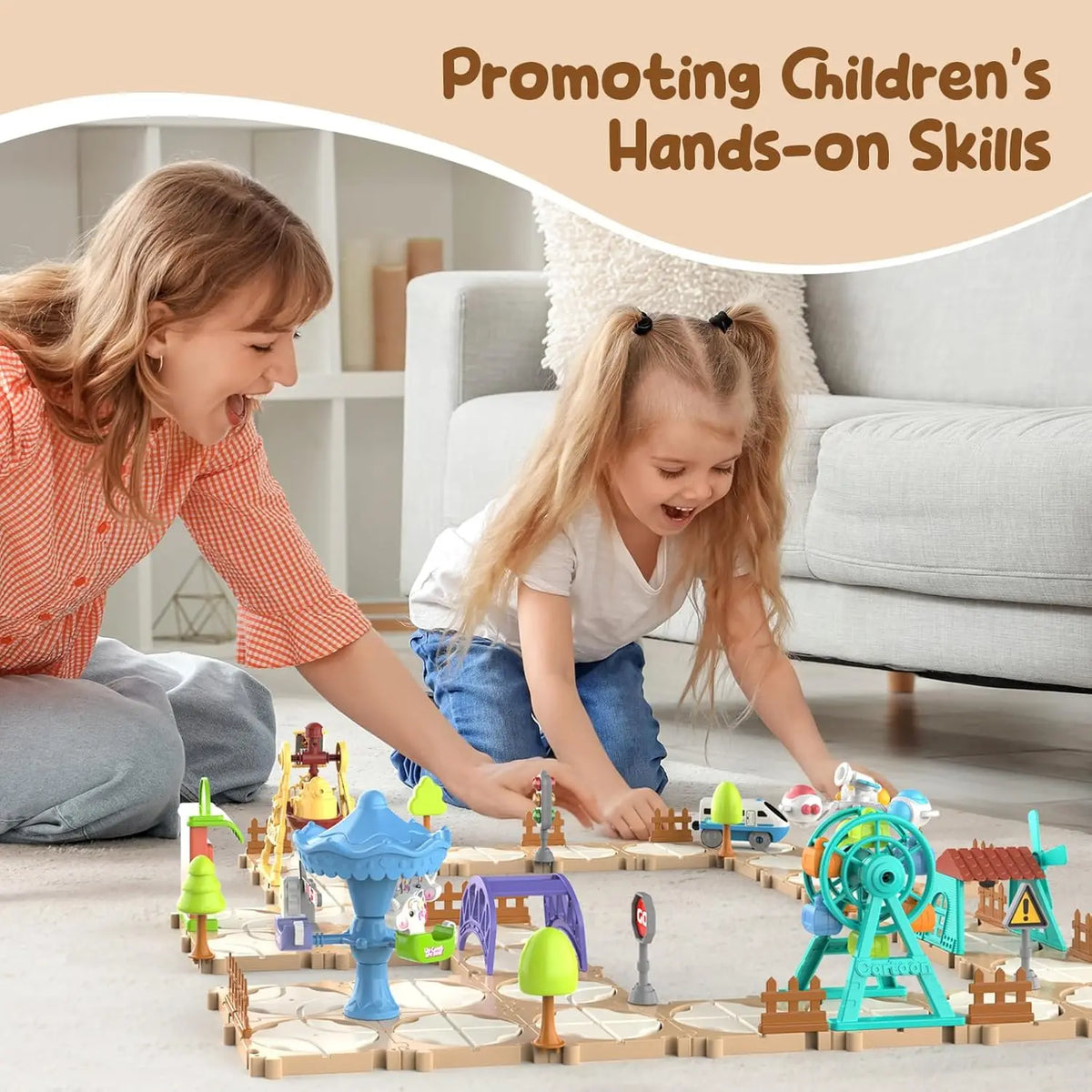 DIY Puzzle Track Car Set Assembling Scene Rail Train Learning Logic Road Board Games Educational Toy Kid Boy Birthday Gifts