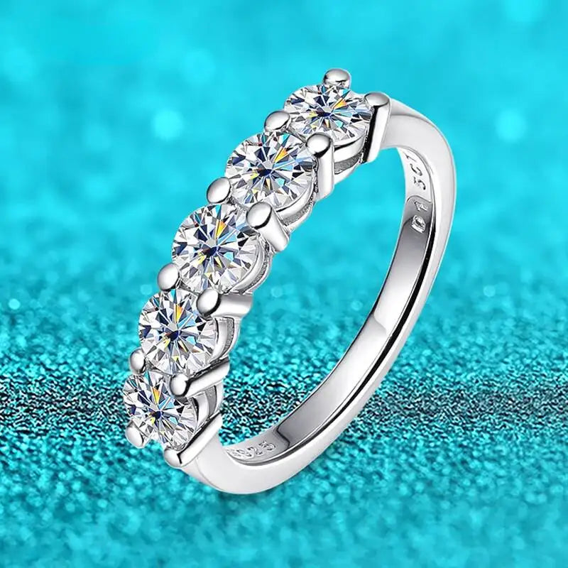 TY White Gold D Color 4mm Moissanite Ring For Women 925 Silver 1.5CT Stone Match Dia Wedding Band Bride S Sterling Sier