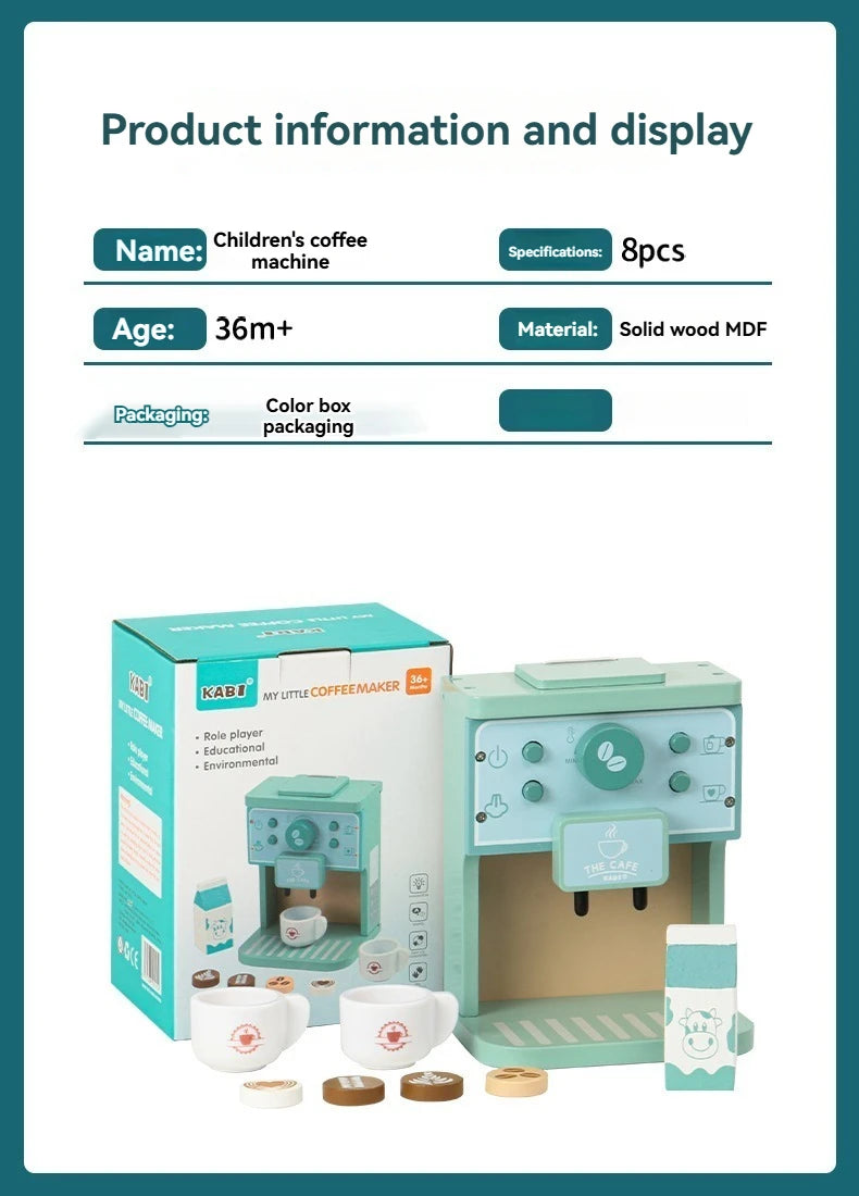 Kid Wooden Kitchen Pretend Play Toy Simulation Wooden Coffee Machine Juicer Toaster Machine Mixer Early Learning Educational