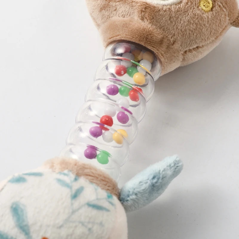 0-12Baby Bear Rattle Early Learning Educational Toy Sensory Soothing Soft Plush Animal Rattle for Crib Handheld Baby Toy Toddler