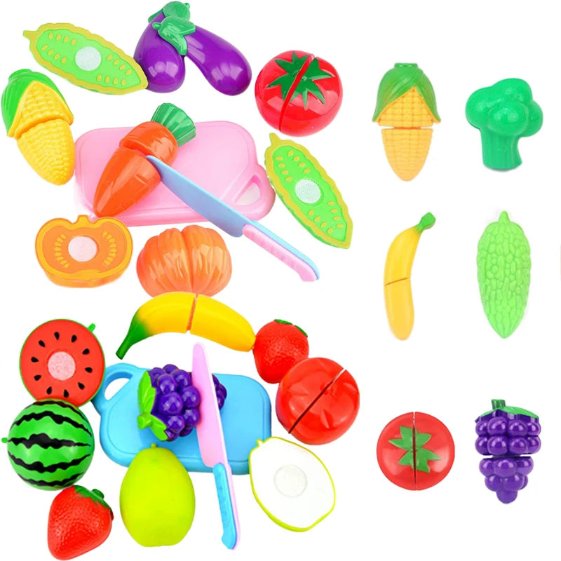 Simulated Fruit and Vegetable Cutting Play Toys Children Pretend Play Parent-child Interaction Toy for Birthday Gift TMZ