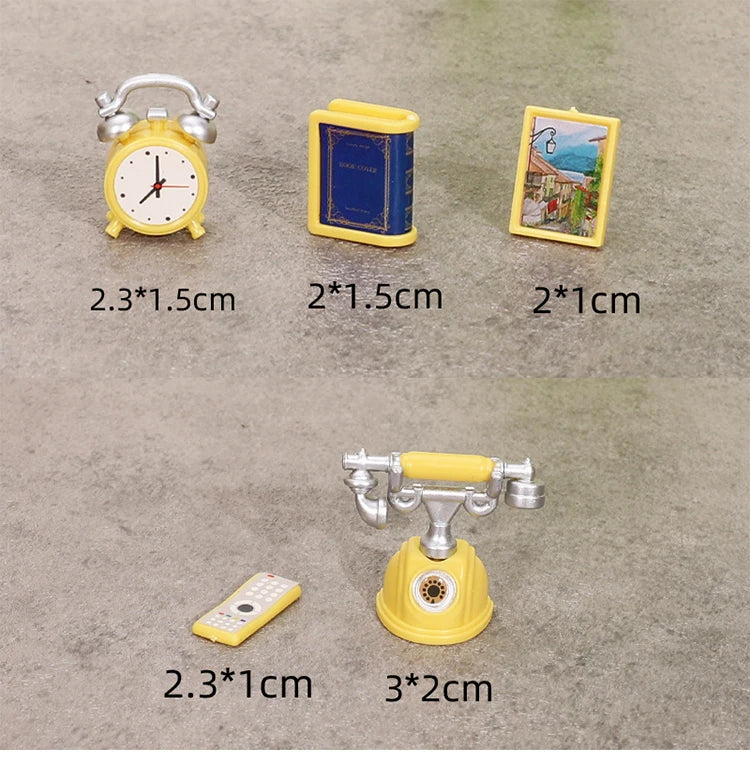 DIY Forest Family 1/12 Kitchen Furniture Bathroom Bedroom Bakeware Sets Miniature Model Dollhouse Accessories Refrigerator Gift