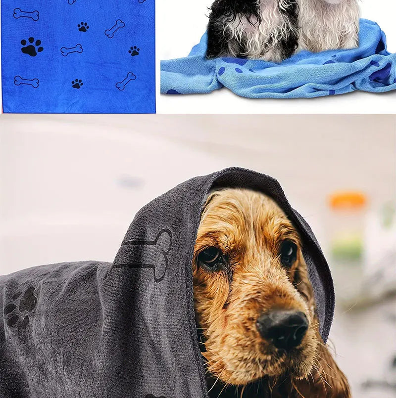 Microfiber Pet Printing Absorbent Towel Thickened Puppy Quick-drying Dog Claw Bath Towel, Pet Bath ProductsAbsorbent Medium Dogs