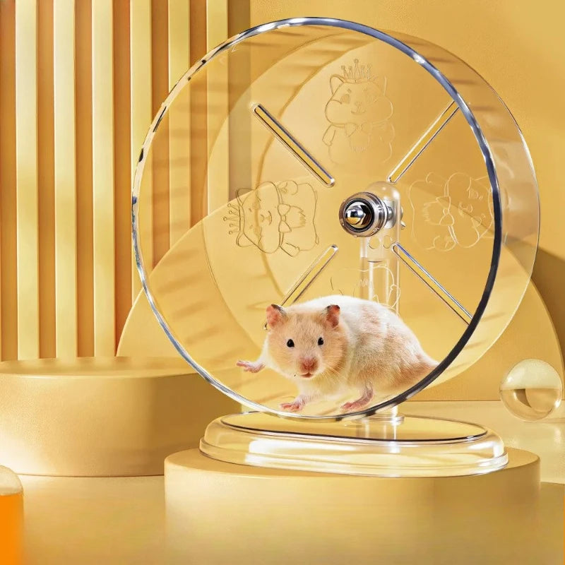 Silent Transparent Hamster Running Wheel Printed Design Small Animal Cage Accessories Suitable for Dwarf Rats And Other Pets