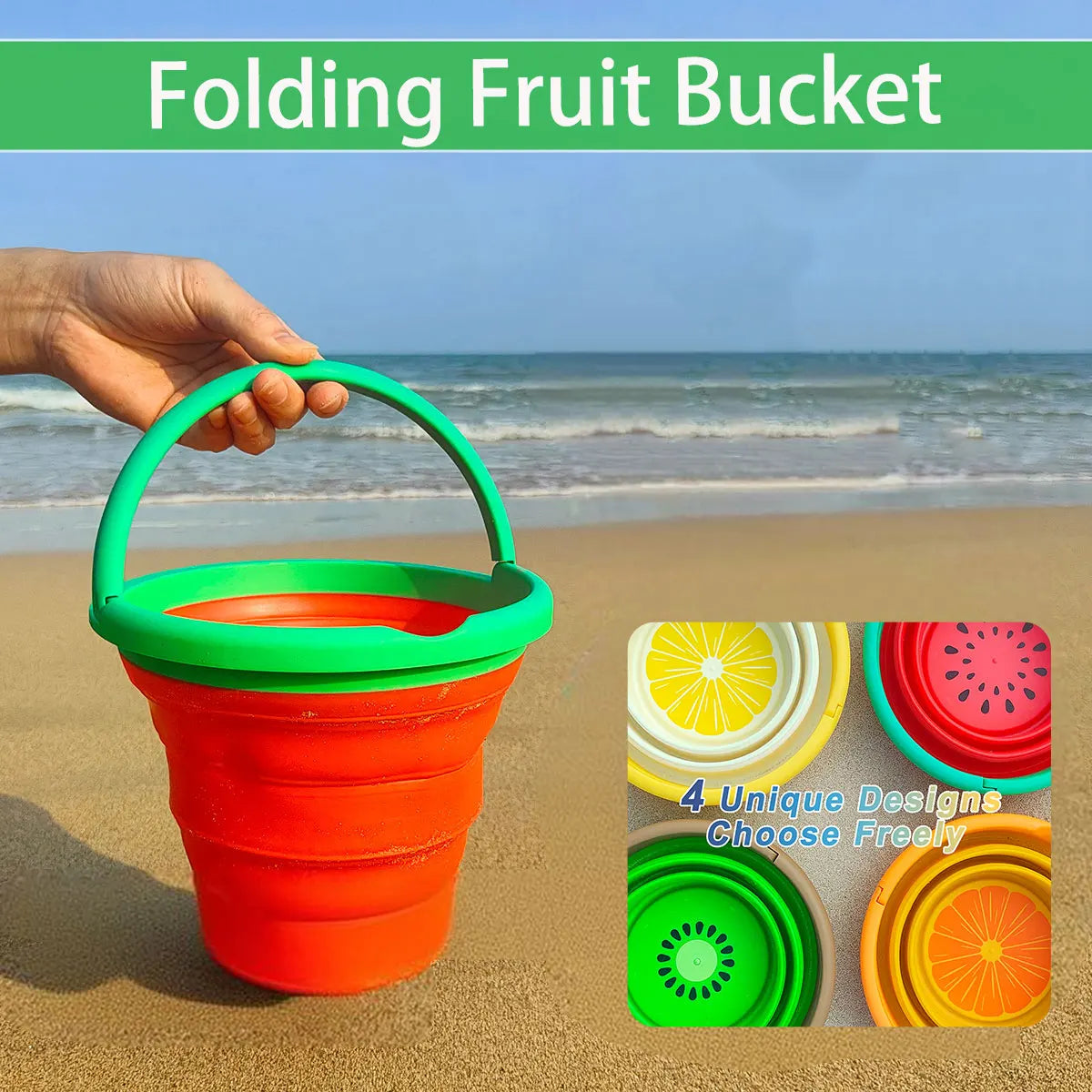 Kids Kitchen Folding Bucket Pretend Play Storage Fruit Children Play Outdoor Fun Education Toys For Boys Girls Beach Gifts