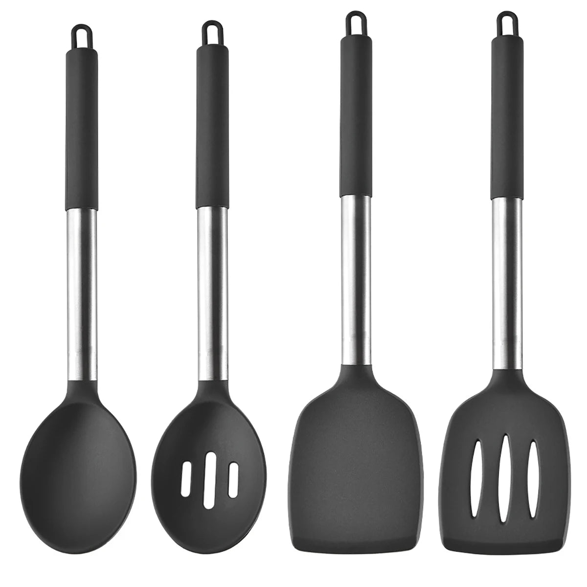 2/4/6/8pcs Silicone Kitchenware Set Stainless Steel Hand Shovel Soup Spoon Spaghetti Claw Cooking Set Household Kitchen Tool Set