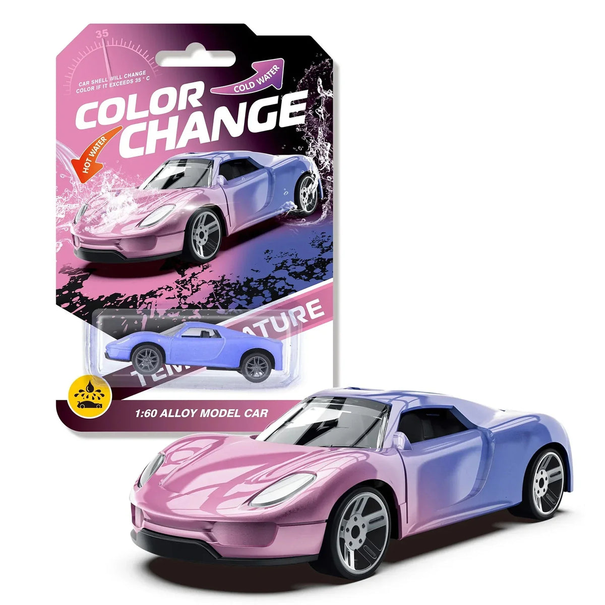 1:64 Alloy Racing Car Inertia Pull Back Toy with Temperature Sensitive Color Changing Magic Crash-Resistant Birthday Gift