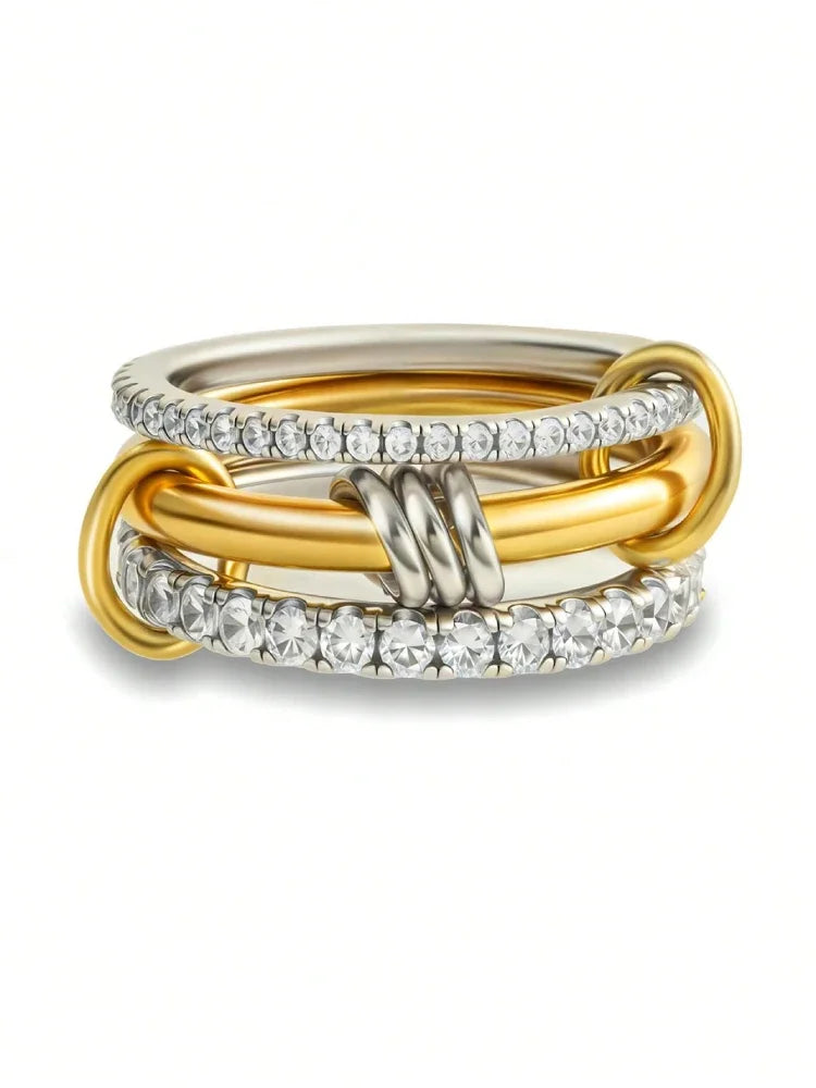 925 Sterling Silver Luxury Gorgeous Versatile Three Interlock Zircon Ring For Women Daily Life Fashion High Quality Fine Jewelry