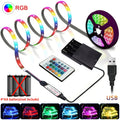 RGB LED Lights with Battery USB 5V LED Strip Lights IR Remote Control Flexible Ribbon Tape for Home Room TV Backlight Decor