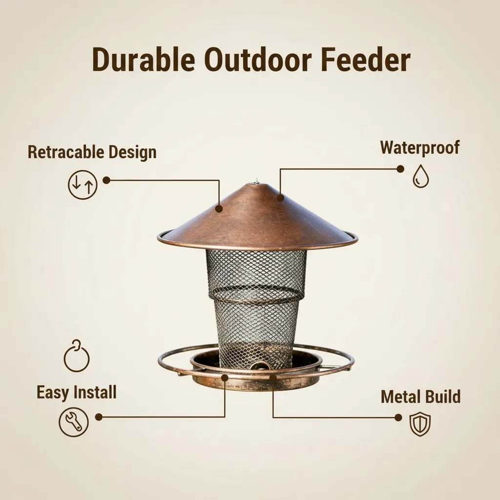 Bird Feeder for Outdoor Hanging Large Capacity Squirrel Proof Birdfeeders Heavy Duty Metal Bird Feeders for Outside