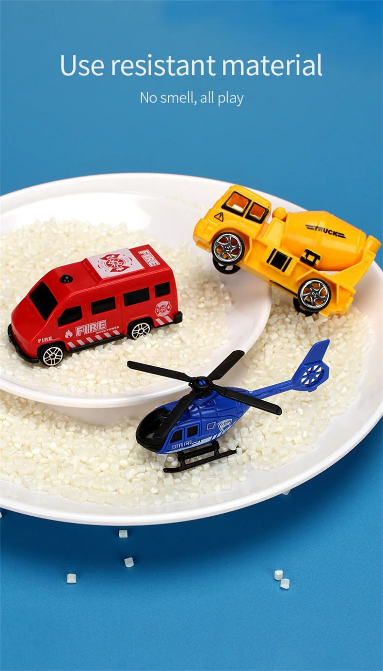 Track Parking Lot Toys Multi-Storey Rail Car Parking Building Fire Police Engineering Vehicle Car Children's Toys