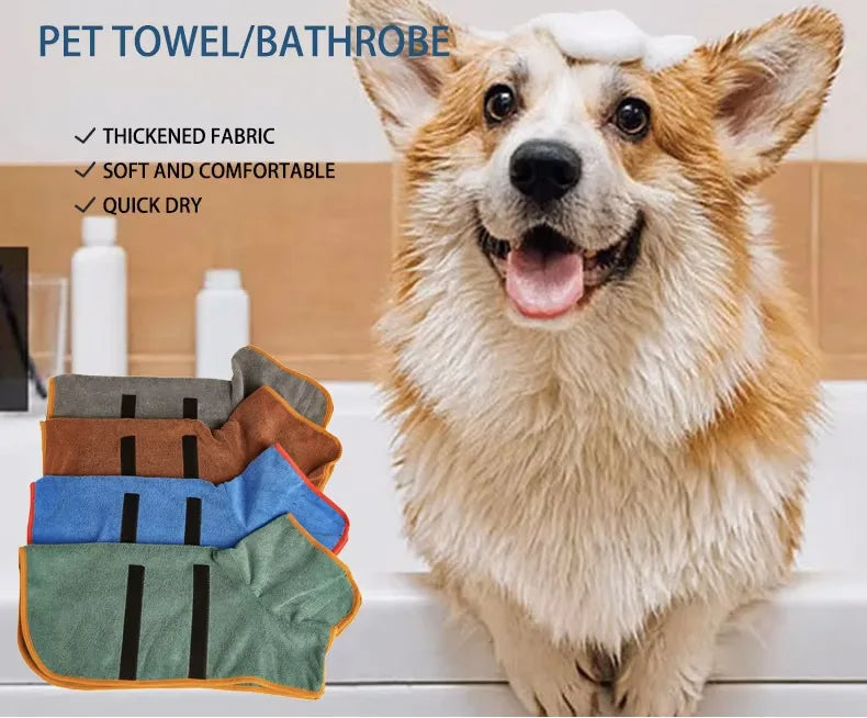 Super Absorbent Pet Towel Bathrobe for Large Dogs All-over Wrap Quick Drying Breathable Year-round Cleaning Dog Bathrobe Towels