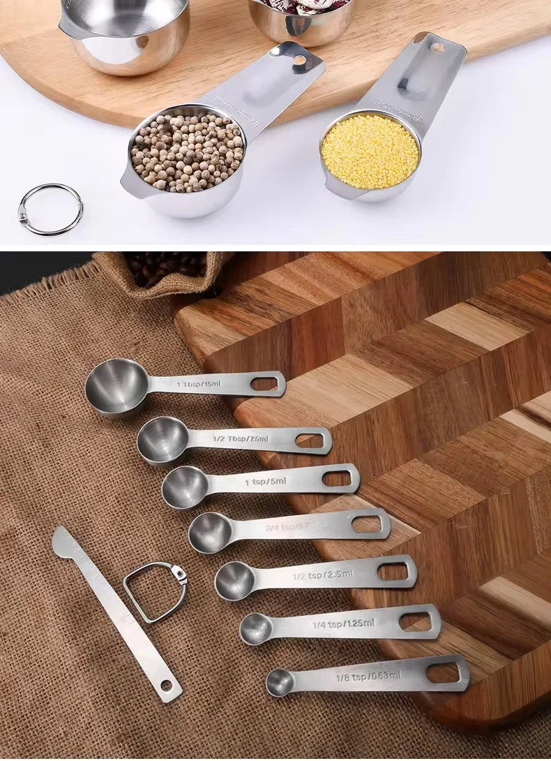 stainless steel measuring cup and spoon  Teaspoon measuring tools for cooking and baking