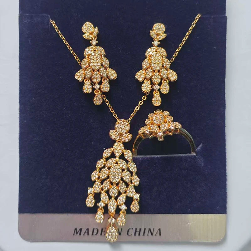 Jewelry Sets HADIYANA Vintage Elegant Wedding Bridal Crystal Jewels Cubic Zirconia CN4211 Accessories For Women