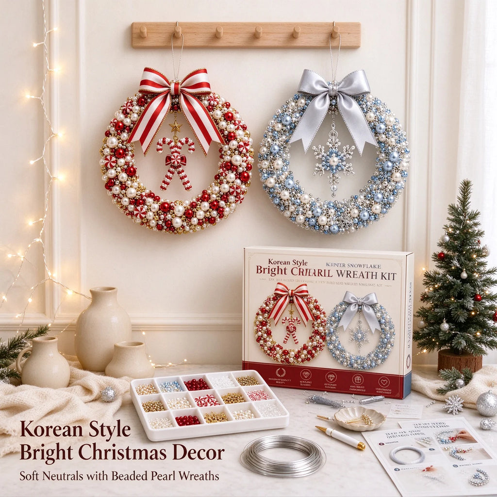Christmas DIY Bead Snowflake Lollipop Wreath Material Package Pearl Wreath Handmade Set Christmas Door Decoration Pendant