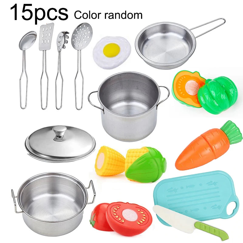 Kitchen Set Pretend Play Simulated Kitchen Toy Children Role Playset Cooking Set Educational Gift for Kids Girls Boy