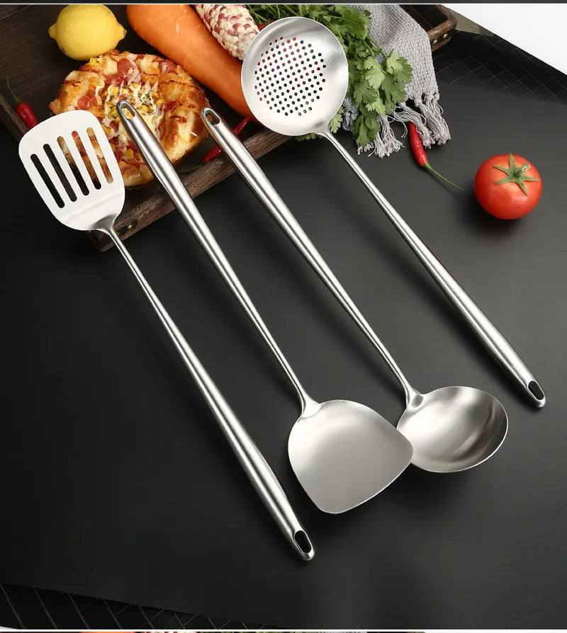 Food Stainless Steel Wok Spatula Metal kitchen utensils Slotted Turner Spoon Ladle Cooking Tools Utensil Set Kitchen Accessories