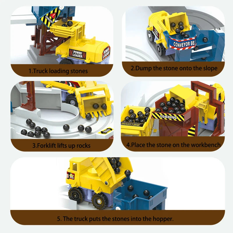 Adventure Powered Mine Cart Track Racing Rail Set Electric Engineering Vehicle Toy Educational Railway Adventure Family Gift Kid