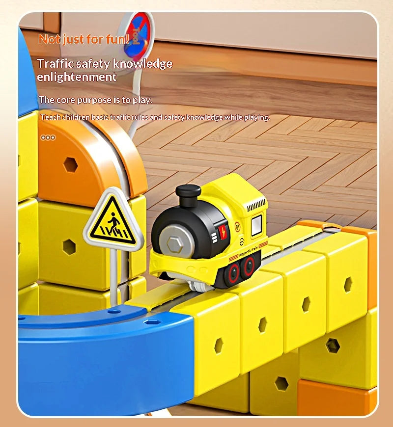 Educational Anti-Gravity Magnetic Building Blocks High-Speed Railway Toy Train Set Changeable Tracks Interactive Play Vehicle