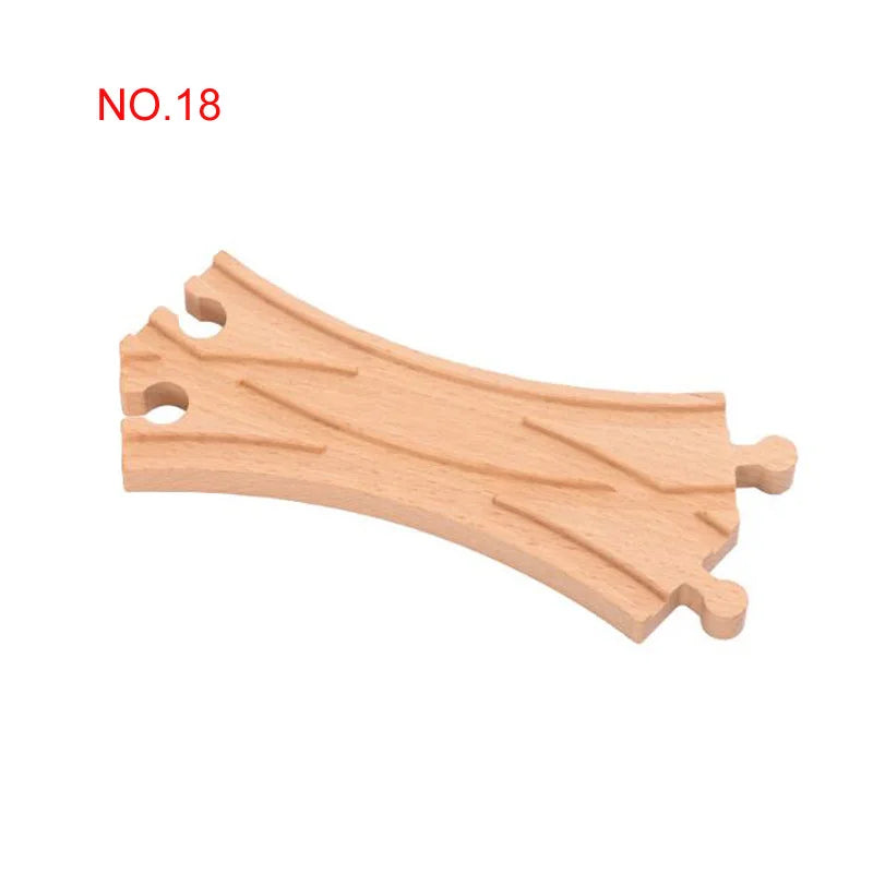 New Wooden Railway Track All Kinds Fork Rail Bifurcation Beech Wood Track Accessories Fit for Thomos Wooden Train Tracks Toy