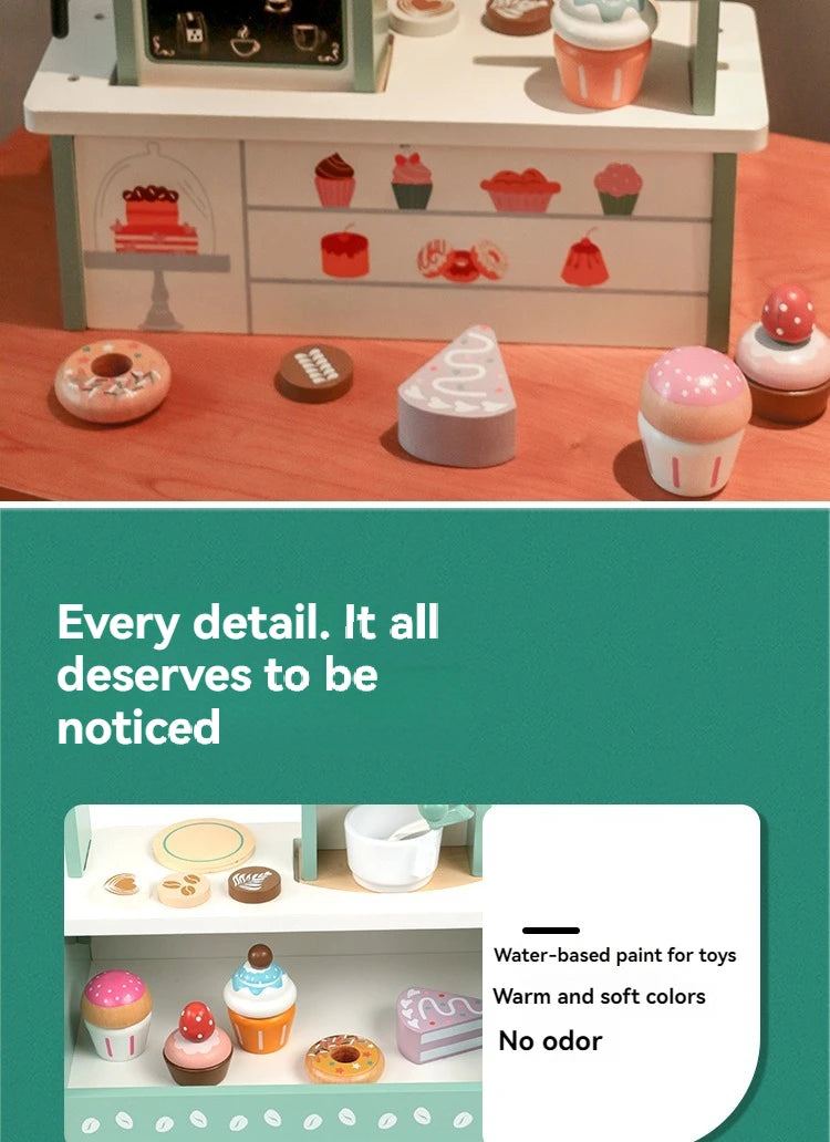 Kid Wooden Kitchen Pretend Play Toy Simulation Wooden Coffee Machine Juicer Toaster Machine Mixer Early Learning Educational
