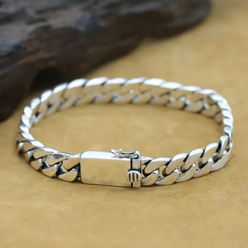 100% S925 Sterling Silver Necklace 7MM 8MM 10MM Punk 925 Silver Chains Original Certified Jewelry Gifts