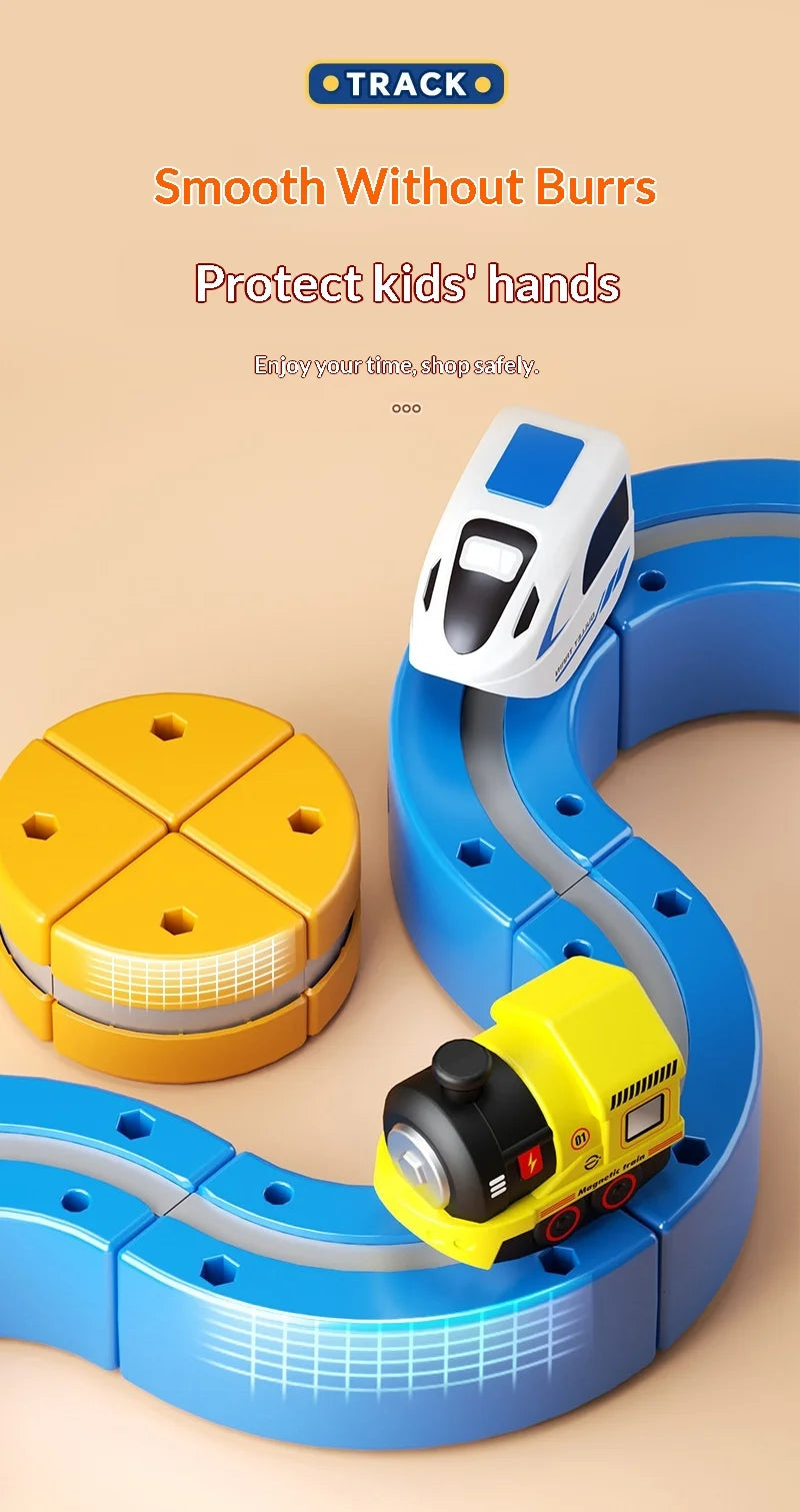Educational Anti-Gravity Magnetic Building Blocks High-Speed Railway Toy Train Set Changeable Tracks Interactive Play Vehicle