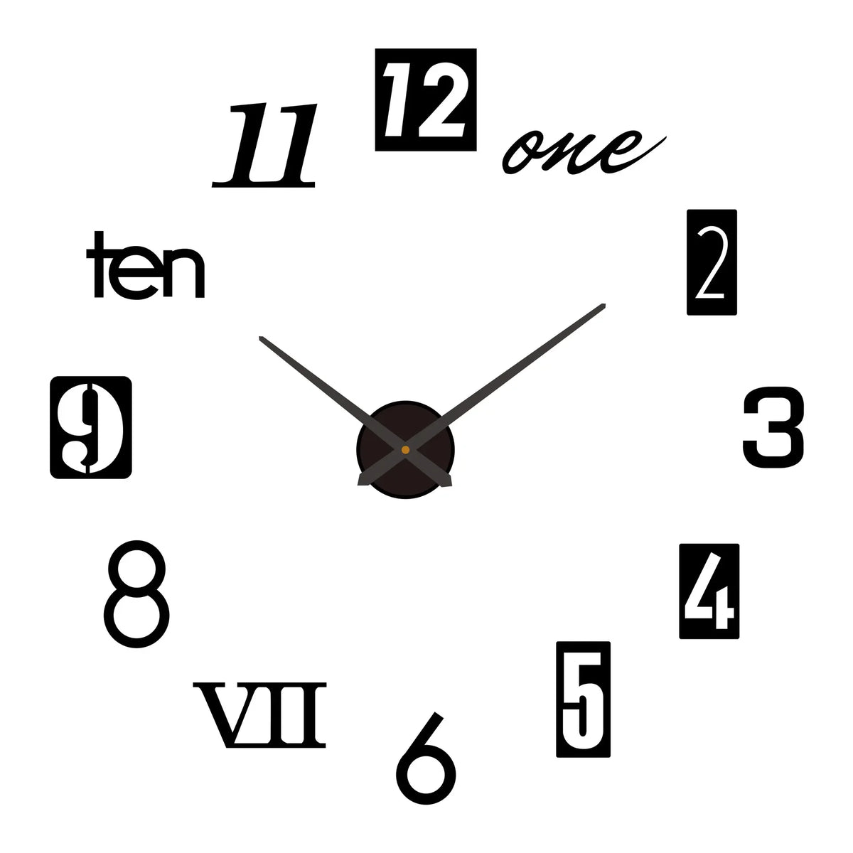 2D/3D Large Roman Numeral Acrylic Mirror Wall Clock Sticker Fashion DIY Quartz Clocks Watch Home Decoration Living Room Stickers