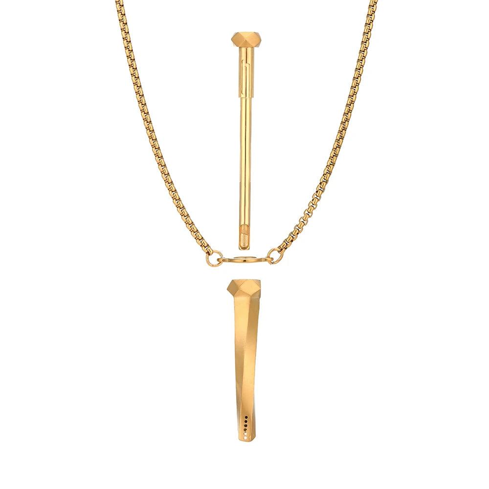 Geometric Cut Breathing Necklace: 2-in-1 Spring Telescopic Straw for Anxiety Relief, Stress Relief & Mindfulness
