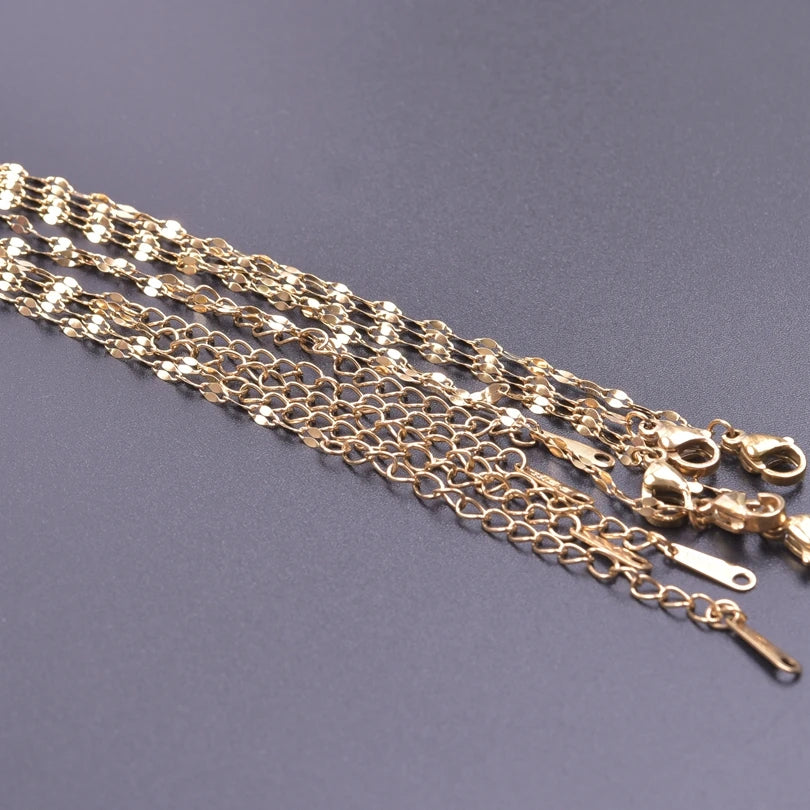 10pcs/Lot Gold Color Stainless Steel Chain 45cm Adjustable Necklace Width 1.2/1.5/1.6/2.2/2.5/3mm Men Women Jewelry Chain Bulk