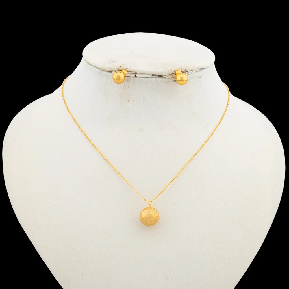 Italian  Gold Color Jewelry Set for Women Small Design Earrings and Necklace 2Pcs Set for Party Daily Wear Girls Gifts Jewelry