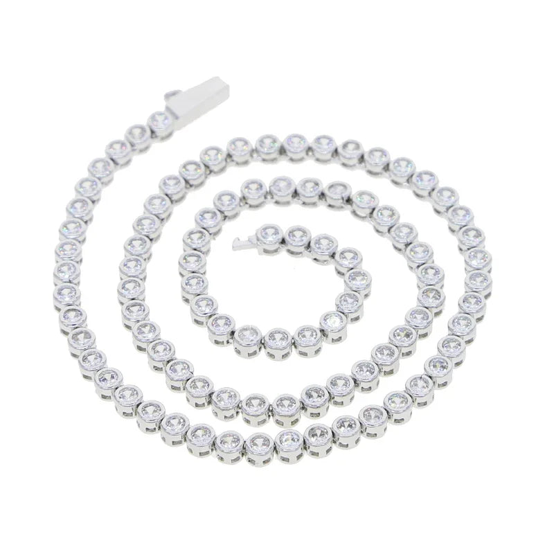 2023 Geometric Round Bezel Setted 5A Cubic Zirconia CZ Tennis Chain Necklace Choker Wedding Gift Women Jewelry