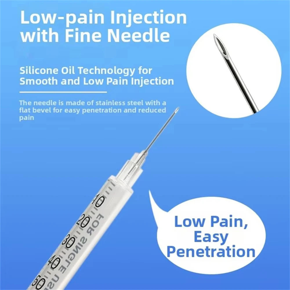 20/50/100pcs 1ml 0.5ml 30G Pet Animal Dog Cat Disposable Syringe Plastic Veterinary Syringe With Needles Medical Supplies