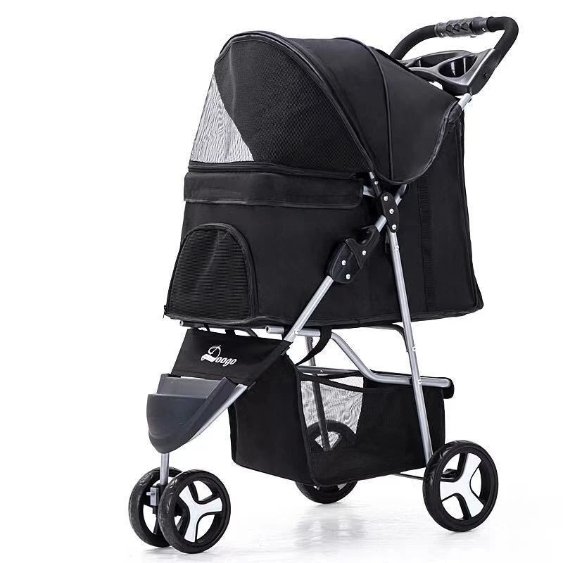 Pet Stroller with Three Wheels, Lightweight and Foldable, Suitable for Home Use, Small Outdoor Pets, and Portable Pet Supplies