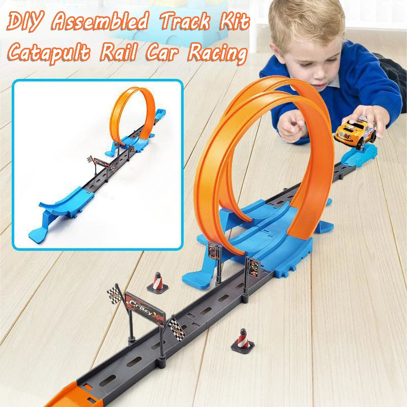 Flexible Race Car Ramp Track Kid Toy Set DIY  Assembled Turborace Track Portable Travel Toy Catapult Rail Racing Roll Race Track