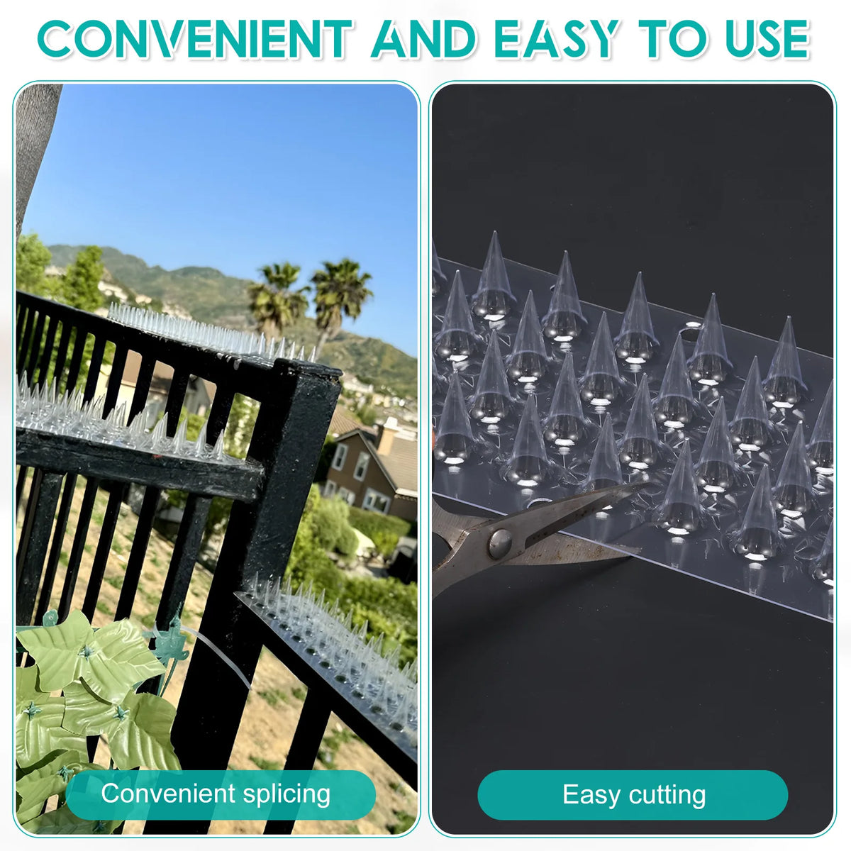 24Pcs Plastic Fence Wall Spikes Bird Deterrent Spikes Anti Climb Cat Animal Repellent For Garden Fences Birds Pigeons Spikes