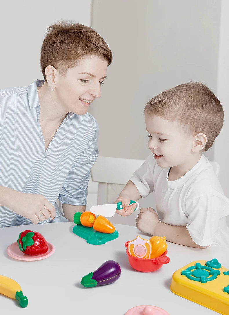 Cutting Play Food Toy for Kids Kitchen Pretend Fruit &Vegetable Accessories Educational Toy for Toddler Children Gift