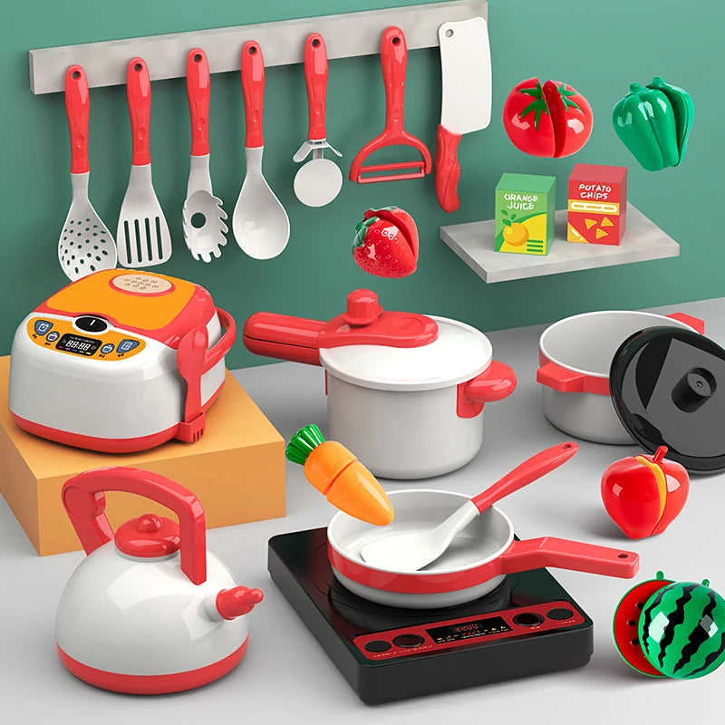 Cutting Play Food Toy for Kids Kitchen Pretend Fruit & Vegetables Accessories Educational Toy Food Kit for Toddler Children Gift