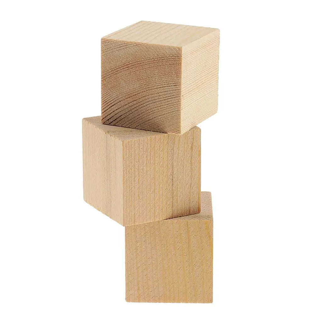 Natural Blocks Unfinished Wooden Cubes for Hobbies Model Making Craft