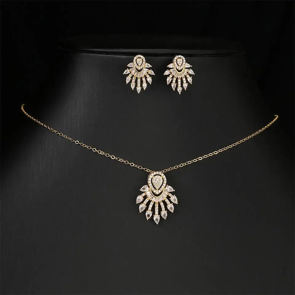 ZAKOL Luxury Retro Micro-set Zircon Women's Necklace Earrings Two-piece Set Temperament Elegant Charm Wedding Party Jewelry Sets
