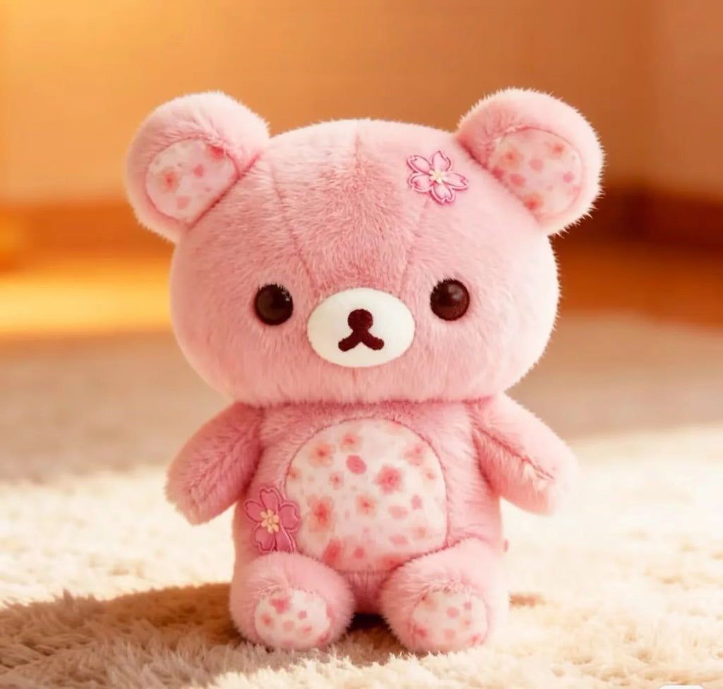 Rilakkuma Pink Cherry Blossom Floral Bear Plush Toy Stuffed Animal Soft Sleeping Hug Pillow Doll Birthday Gift For Women