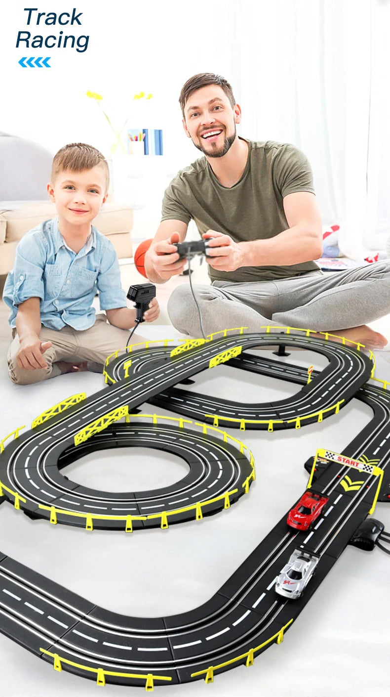Electric Slot Track Set,1:43 Scale Dual Control Racing Car Toy, Large Double Player Racing Track Vehicle Gift for Boys Ages 8-10