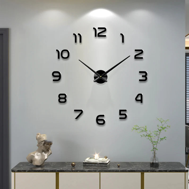 Fashion 3D Big Size Wall Clock Mirror Sticker DIY Brief Living Room Decor Meeting Room Wall Clock