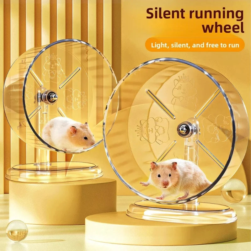Silent Transparent Hamster Running Wheel Printed Design Small Animal Cage Accessories Suitable for Dwarf Rats And Other Pets
