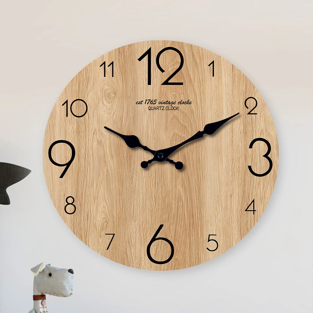 Modern Wood Grain Texture Pattern Wooden Wall Clock 10-16inch , No Second Hand Design, Silent Without Ticking, Battery Powered, Suitable for Living Room, Bedroom, Kitchen, Home Decoration, Silent Quartz Clock, Holiday Gift, M