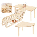 3Pcs Hamster Platform Natural Wood Hamster Climbing Toy with Ramp Tunnel Shelter Small Pet Resting Area Hamster Cage Accessories