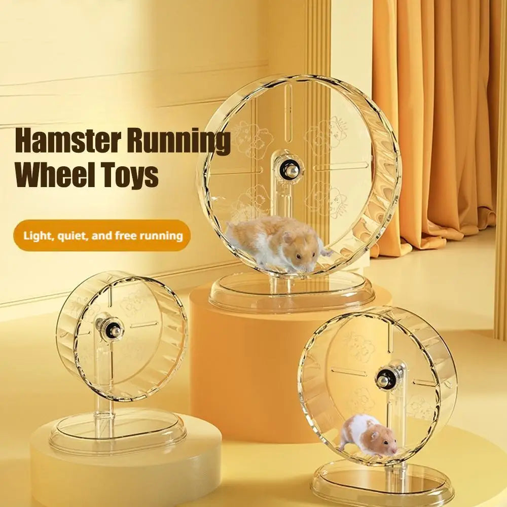 Silent Widened Transparent Running Wheel for Hamsters Small Pet Roller Bearing Support Toy Exercise Equipment for Rodents