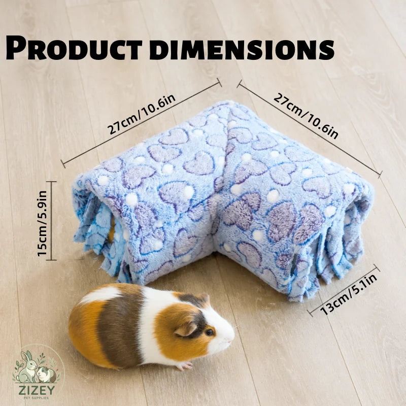 L-Shaped Guinea Pig Hideout Tunnel Corner Fleece Pet Bed Hamster Warm House Chinchilla Ferret Rat Tube Cage Accessories Sleeping