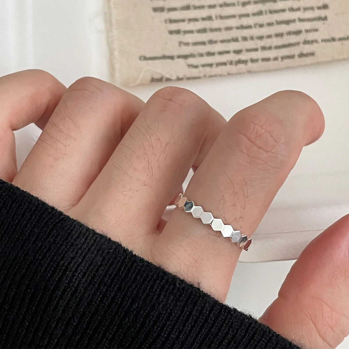 Sam Panda 925 Sterling Rings for Women Fashion Geometric Handmade Irregular Gold Star Ring Simple Fine Jelwery  Christmas Gift
