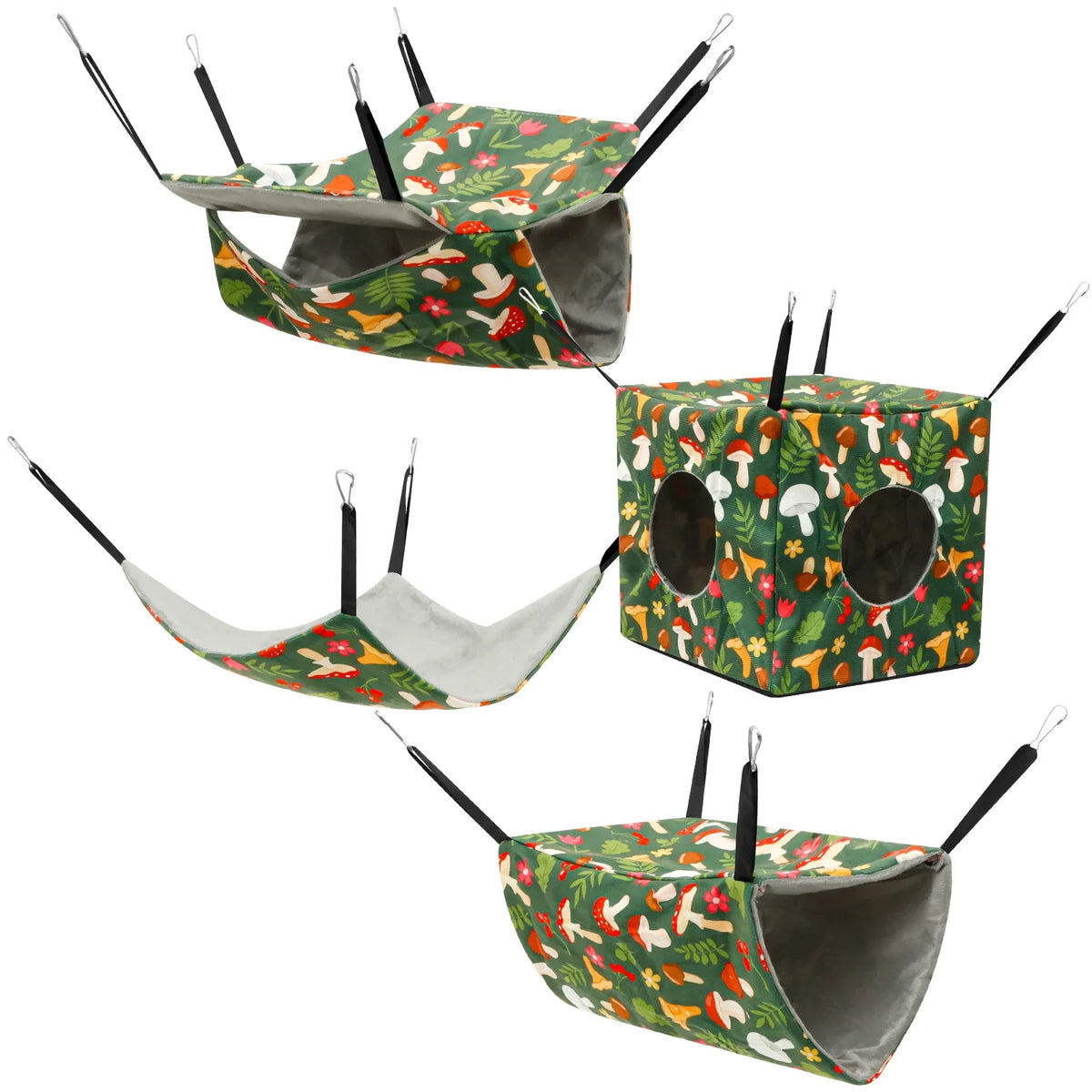 4Pcs Hamster Hammock Set Washable Guinea Pig Hideout Bed Soft Ferret Hanging Nest for Chinchilla Glider Squirrel
